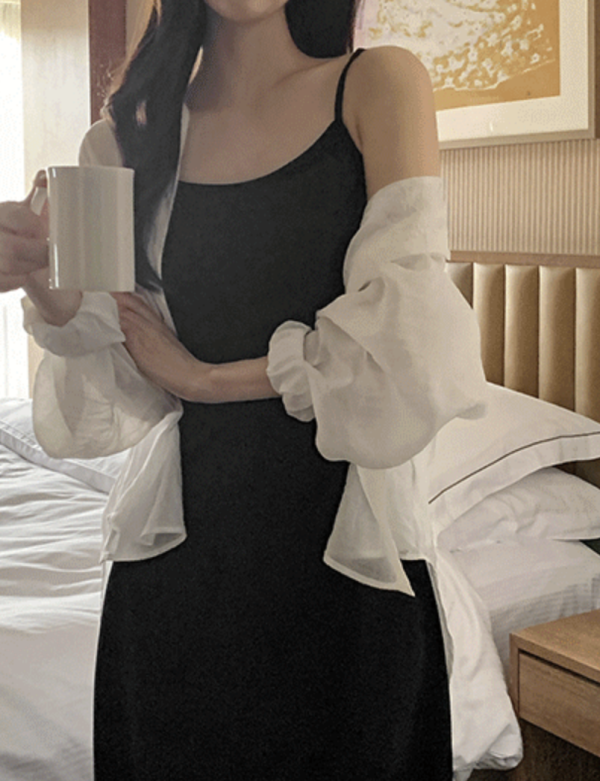 캡 소매 슬리브리스 롱 원피스