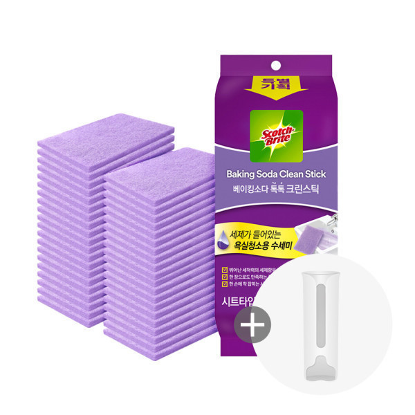 욕실청소 베이킹소다 시트타입 수세미 소형40입