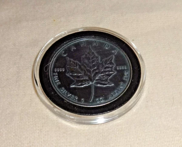 2006 Canadian Maple Leaf 1oz Silver Coin Royal Mint RCM Antiqued BLACKENED - 图片 2