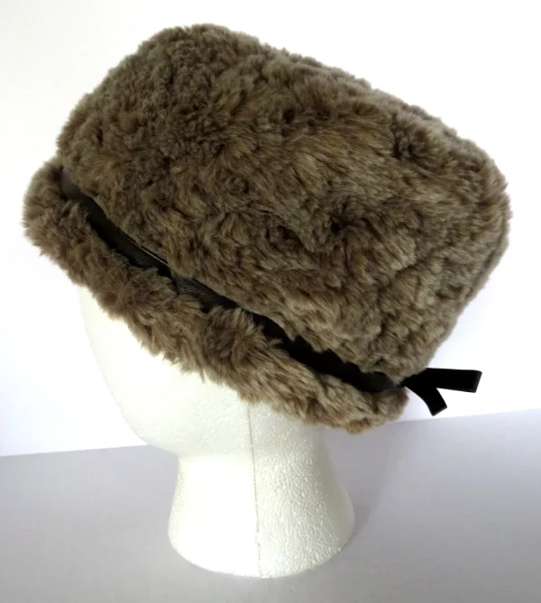 Vtg Daniele Meucci Hat Brown Faux Fur Stylish Bow Quilted Lined Italy Posh Regal - 图片 2