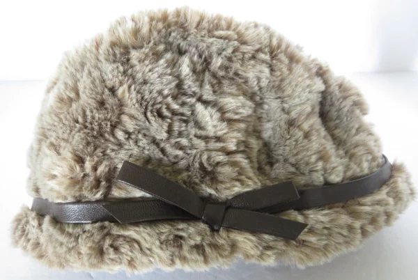Vtg Daniele Meucci Hat Brown Faux Fur Stylish Bow Quilted Lined Italy Posh Regal - 图片 3