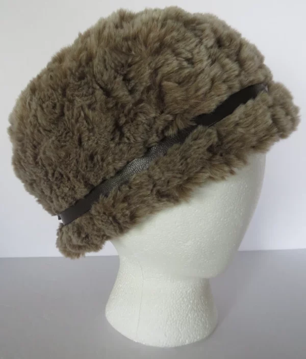 Vtg Daniele Meucci Hat Brown Faux Fur Stylish Bow Quilted Lined Italy Posh Regal - 图片 4