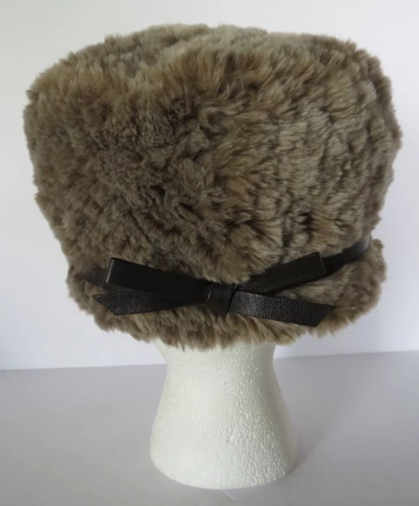 Vtg Daniele Meucci Hat Brown Faux Fur Stylish Bow Quilted Lined Italy Posh Regal - 图片 5