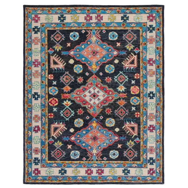 SAFAVIEH Aspen APN521H Handmade Charcoal / Blue Rug